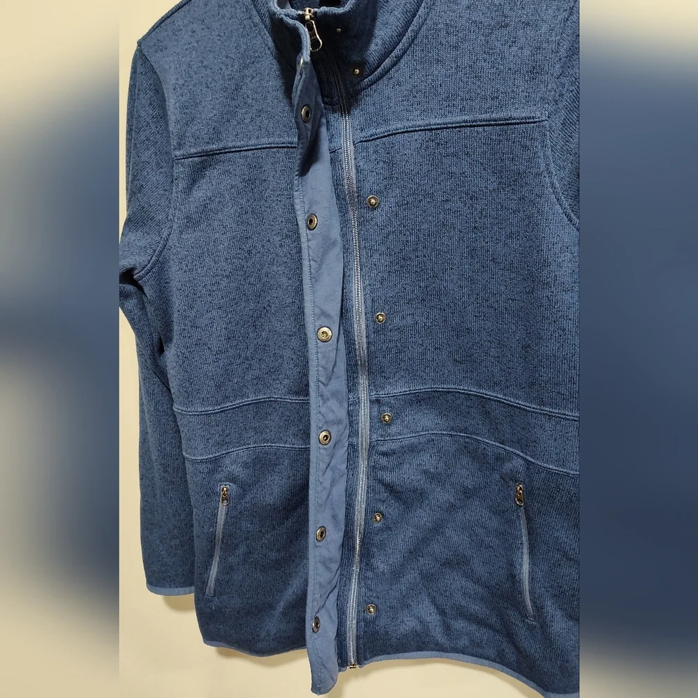 EDDIE BAUER Women's Midweight Knit Jacket, Zip & Snap closure, Plaid detail, L - Picture 7 of 10